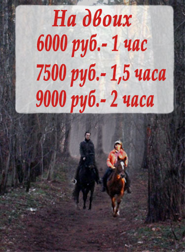 На фотографии указана стоимость конной прогулки на двоих на конюшне в красногорске